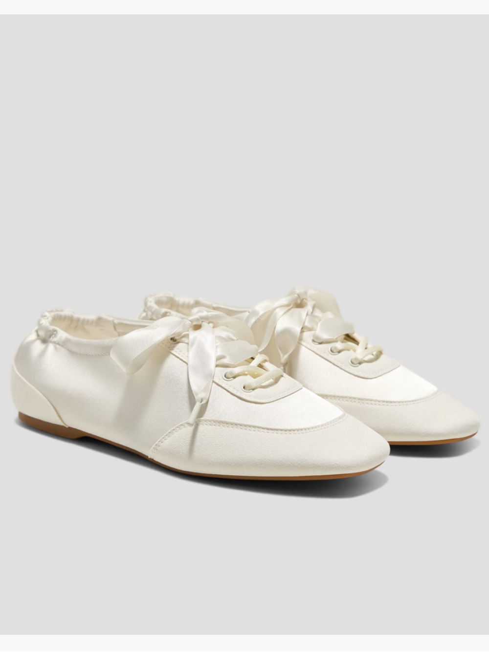 New Vivaia Cristina Square Toe Lace Up Sneakerina Ballet Sneaker Light Gold $159